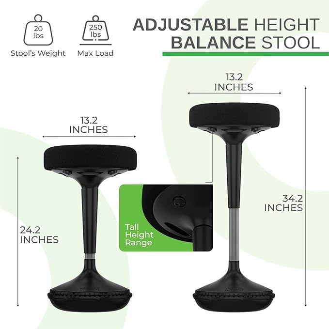 Wobble Stool Standing Desk, Flexible Seating Adjustable Office Ergonomic Seating, Wobble Stools for Alternative Classroom Seating, Active ADHD Chair, Wiggle Chairs