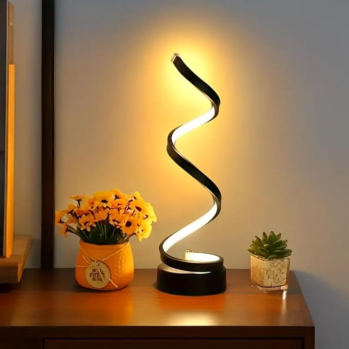 Modern Lamp, 3w Night Lamp For Bedroom, Decor Modern Spiral Bedside Lamp, Nightstand Decor, 3 Colors Touch Control Led Table Lamp, Stepless Dimmable Nightstand Lamps For Bedroom Living Room & Office