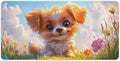 Large Ergonomic Gaming Mouse Pad Charming Fluffy Dog in Bright Meadow - Cute Pet Theme with Non-Slip Base Water-Resistant Surface and Stitched Edges 30x60cm