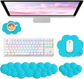 Cloud Wrist Rest for Computer Keyboard, 4-in-1 Memory Foam Leather Cloud Keyboard Wrist Rest and Mouse Pad Set with Ergonomic Support for Arm and Palm Cushion, Gaming/Work Setup, Scuba Blue