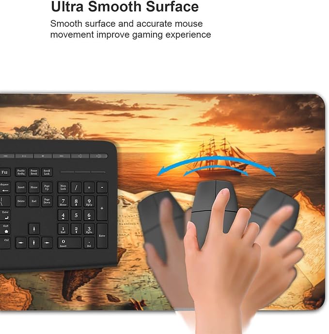 Gaming Mouse Pad,Large Mouse Pads for Desk,Non-Slip Rubber Base Extended Mousepad,XXL Keyboard Mouse Mat,Computer Keyboard Desk Pad with Stitched Edges,35.4x15.8inch,Antique World Map