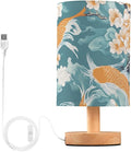 Luck Fish LED Table Lamp, Bedside Lamp with Linen Lampshade, Flicker-Free Eye Care USB Plug in Nightstand Lamp, for Bedroom and Office