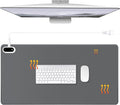 Konohan Heated Desk Pad Warm Mouse Pad, 5 Heating Level & 4 Hour Auto Shut-Off, PU Leather Warm Mouse Mat Heating Keyboard Gaming Mice Warmer Mat Only Supports 110v(Gray Color,23.6"x 14.2")