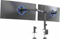 VIVO Dual Ultrawide Monitor Desk Mount, Heavy Duty Fully Adjustable Steel Stand, Holds 2 Computer Screens up to 38 inches and Max 22lbs Each, Black, STAND-V038