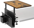 Desk Extender, Clamp On Desk Shelf Organizer, with Side Storage Steel Frame & 15 inch Wood Desktop Supplies Rack Clamp Mount Table Hanging Storage for Home Office Fits Flat Edge Tables 0.3" to 2.3"