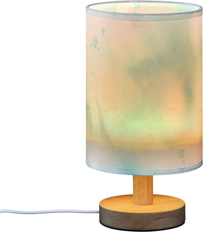 Blue LED Table Lamp, Bedside Lamp with Linen Lampshade, Flicker-Free Eye Care USB Plug in Nightstand Lamp, for Bedroom and Office