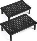 TV/Monitor Riser Desktop Stand, Flat Screen, Sturdy Metal Laptop Computer Shelf for Printer, iMac, 3 Height Adjustable PC with Mesh Platform , 2 Pack