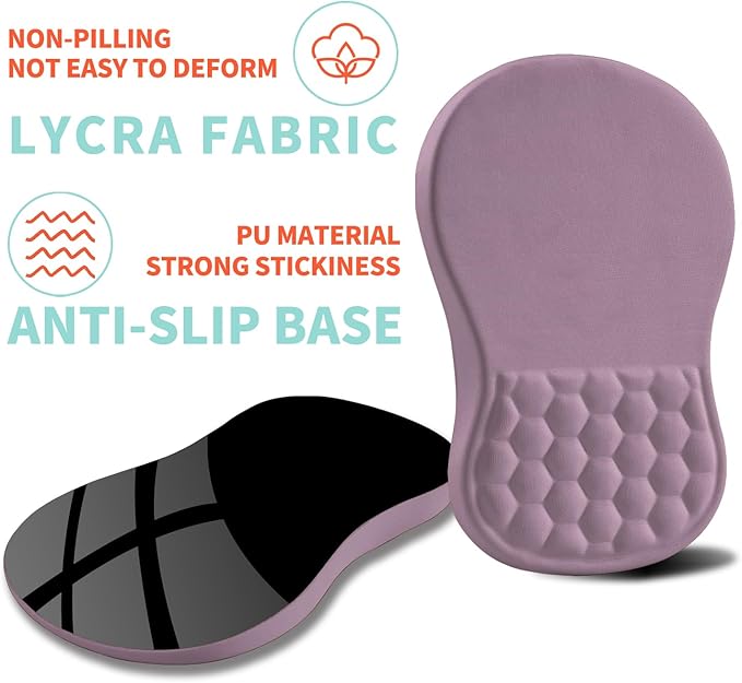 Ergonomic Mouse Pad Wrist Support with Memory Foam Massage Bulge, Carpal Tunnel Mousepad Wrist Rest for Mouse(12x8 inch, Purple)