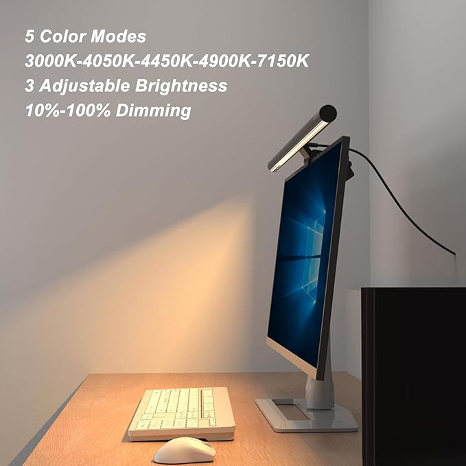 Monitor Light Bar, Computer Screen Light with 5 Color Temperatures and 3 Dimming Levels, USB Powered Eye Caring LED Desk Lamp for Office Home Study (300SA5)