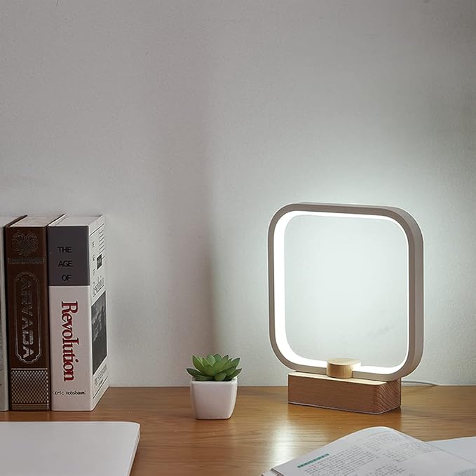 LED Wood Table Lamp, 3-Color Temperature Bedside Lamp,Bedroom Bedside Night Light, Dimmable Led Lighting, Small Table Lamps for Living Room OfficeCreative Home Decor, Unique House warmging Gift