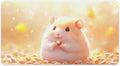 Large Ergonomic Gaming Mouse Pad Happy Hamster with Sunflower Seed - Cute Animal Theme with Non-Slip Base Water-Resistant Surface and Stitched Edges 40X75cm