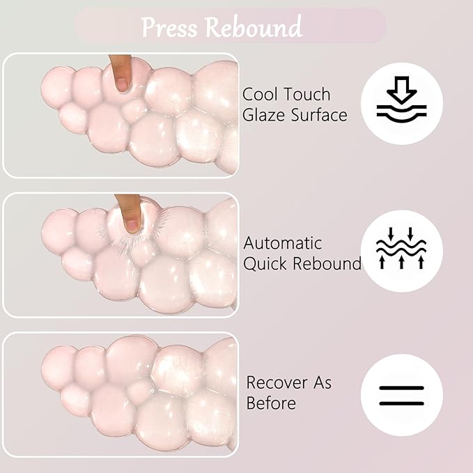 Gel Cloud Wrist Rest for Keyboard and Mouse Gradient Light Pink Clear Keyboard Wrist Rest Transparent Ergonomic Cute Cool Mouse Wrist Pad Silicone Non-Slip Wrist Pad for Computer Gaming Laptop Office