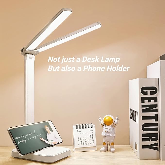 Blue Desk Lamp for Home Office,Portable Small Desk Lamp with 3 Lighting Modes, Battery Operated Rechargeable Desk Light for Kids, Reading,Studying,Dormitory,Blue