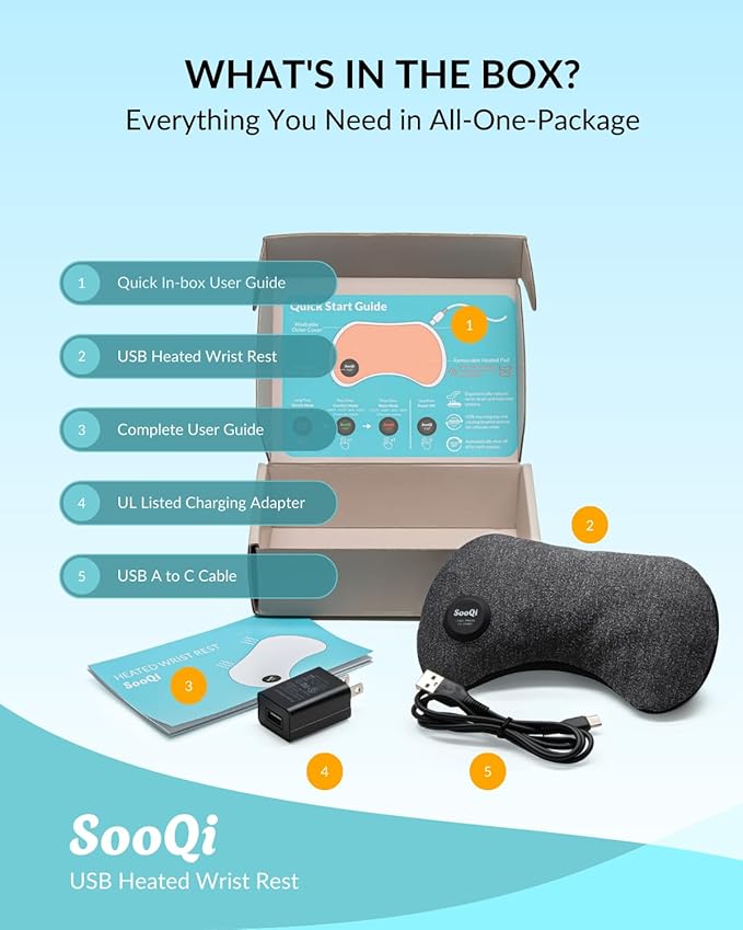 USB Heated Wrist Rest for Mouse, Dual-Sided Design with Warm Heat & Cooling Beads for Pain & Fatigue Relief, Ergonomic Support for Office Work, Home, PC & Laptop Gaming