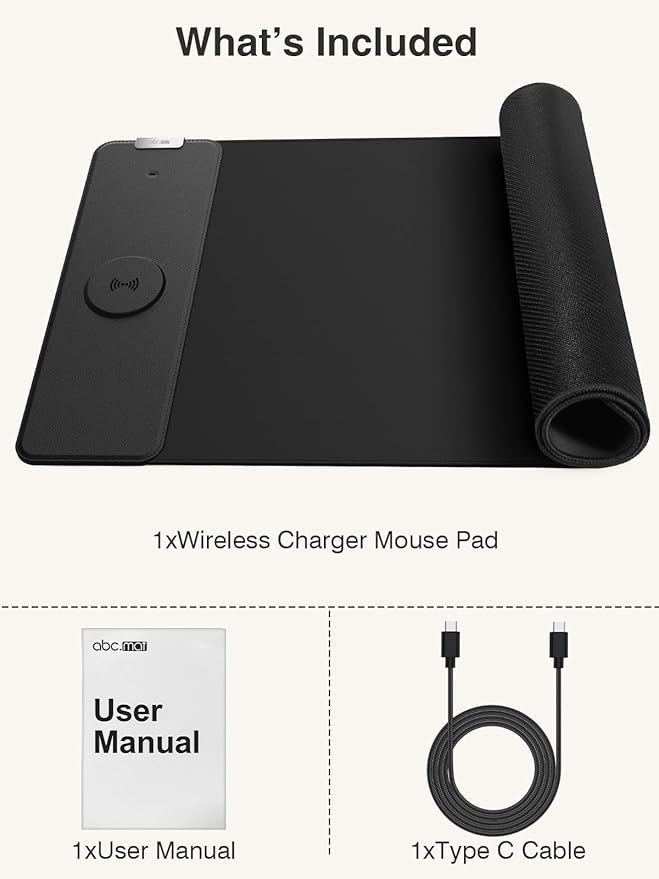 2-in-1 Mouse Pad with Magnetic Wireless Charging, Gaming Mouse Pad, 31.5"x11.8" Large Desk Mat for Laptop/Keyboard, Waterproof Smooth Surface, Non-Slip Base, No Adapter