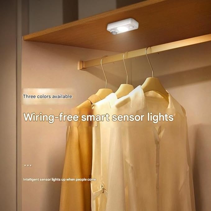 Rechargeable Motion Sensor LED Night Light — Type-C USB, PIR Auto-On (3m/120°), Flicker-Free Eye-Care — Closet, Cabinet, Hallway, Bedroom, Nursery — for Homeowners & Parents (4 pcs)