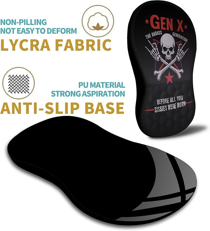 Hokafenle Ergonomic Mouse Pad Wrist Support with Massage Design, Wrist Rest Mousepad with Memory Foam&Non-Slip PU Base, Mouse Pads for Wireless Mouse & Desk (12x8 inch,Gen X)