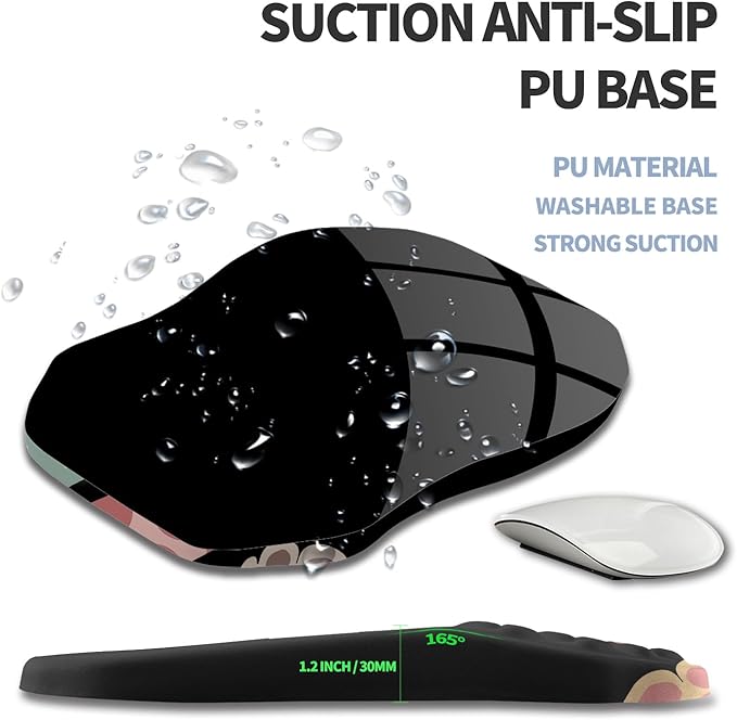 Ergonomic Raised Mouse Pad Wrist Support with Bilateral Slope Memory Foam Mousepad for Wrist Rest and Carpal Tunnel 11.8x7.9〃Cat Claws