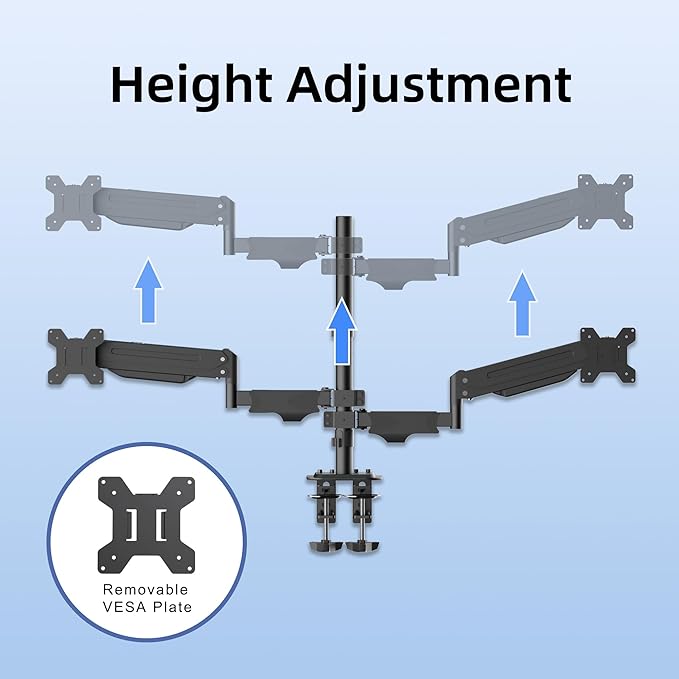Suptek Dual Monitor Mount Stand-Height Adjustable Gas Spring Monitor Arm Desk Mount for 2 Computer Screens 17 to 32 inches - Each Arm Holds up to 22lbs (MD8822)