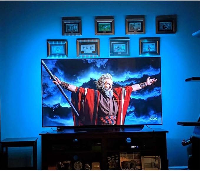 USB TV Backlight Kit for 70 75 80 82 inches Smart TV Monitor HDTV Work Space Decor - Cover 4/4 Sides Behind TV Background Lights Ambient Mood Lighting