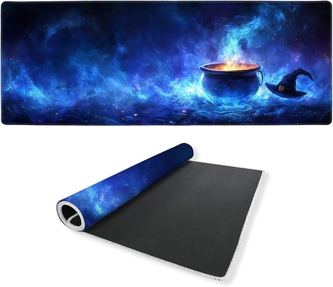 Magic Desk Mat Gaming Large Mouse Pad Blue Mystic Night Glow Mousepad Computer Keyboard Pad Mouse Mat Laptop Mat 31.5 x 11.8 Mouse Pads for Desk Home Office Gaming