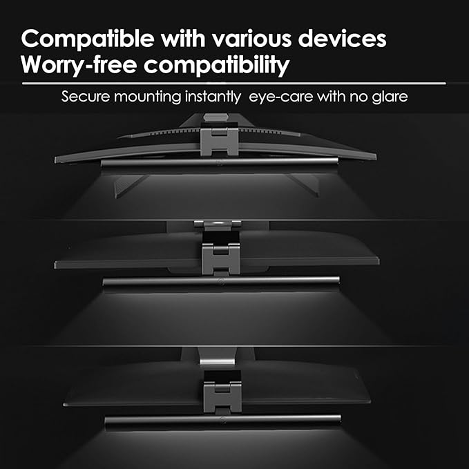 BY-J Computer Monitor Light Bars, Screen Monitor Light Bar for Eye Caring, Charged and Plugged in, Dimmable Monitor Light Bar, Touch Control, No Glare Space Saving Home