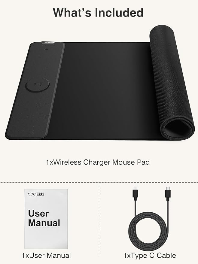 2-in-1 Mouse Pad with Magnetic Wireless Charging, Gaming Mouse Pad, 31.5"x15.8" Large Desk Mat for Laptop/Keyboard, Waterproof Smooth Surface, Non-Slip Base, No Adapter
