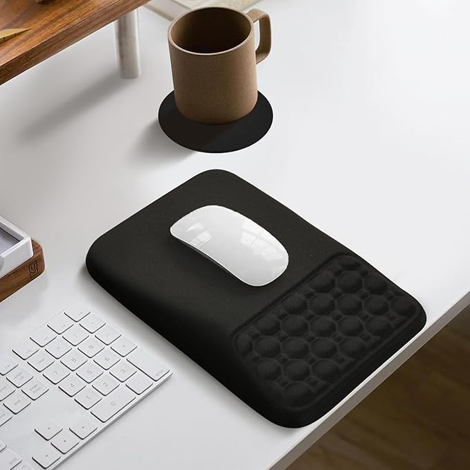 Ospelelf Mouse Pad with Wrist Rest Black Ergonomic Comfortable Wrist Support Mousepad for Laptop Computer