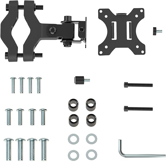 WALI Monitor Pole Mount for Universal Monitor Mounting System, Pole Mount Bracket Fits 1.1 to 2.4" Diameter Pole, Up to 32" Screens, Mounting Holes for 75 x 75mm and 100 x 100mm (VES02), Black