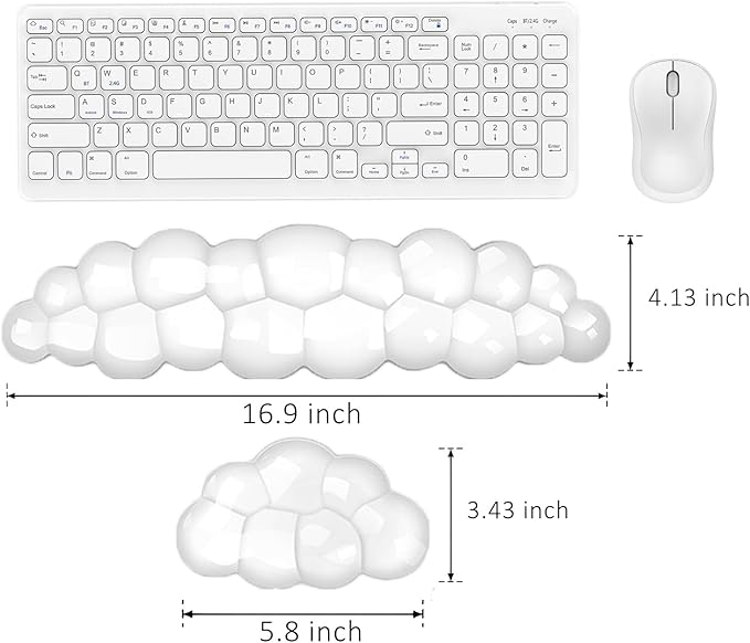Gel Cloud Wrist Rest for Keyboard and Mouse, Clear Cloud Keyboard Wrist Rest Set, Ergonomic Cloud Wrist Support for Typing, Cute Wrist Pad for Office, Gaming, Computer, Laptop