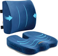 SAIREIDER Chair Cushion and Lumbar Support Pillow for Office Chair, Car Seat Cushions Back Support Pillows, Memory Foam Chair Support for Back & Lumbar, Ergonomic Coccyx & Lumbar Support (Blue)