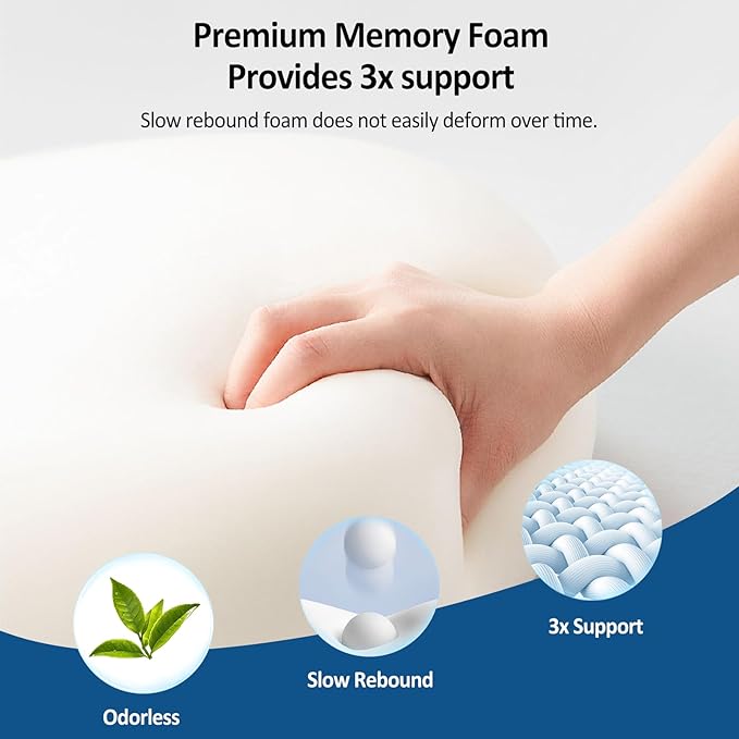 Seat Cushion, Lumbar Support Pillow for Office Chair, Memory Foam Coccyx Seat Cushion, Ergonomic Mesh Back Support Pillow, Office Desk Chair Cushion for Coccyx & Lumbar Ergonomic Support, Black