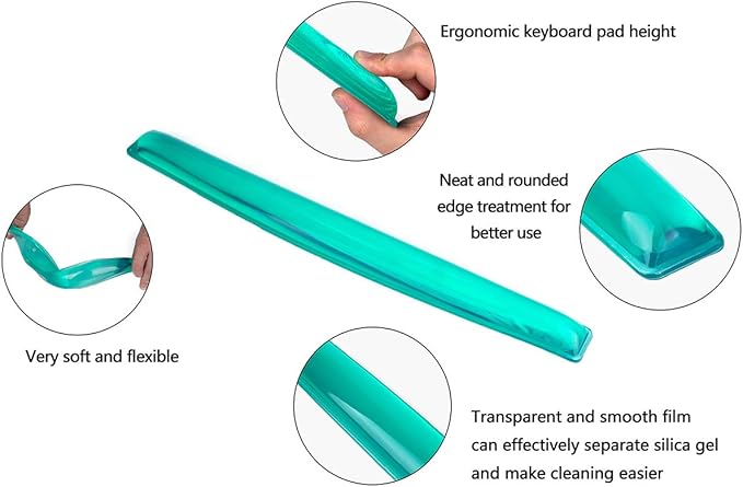 Gel Keyboard & Mouse Wrist Rest Set - Keyboard Wrist Rest Pad & Mouse Support for Office Gaming Pad Computer Laptop Ergonomic Comfortable Pain Relief-Green Pad Set