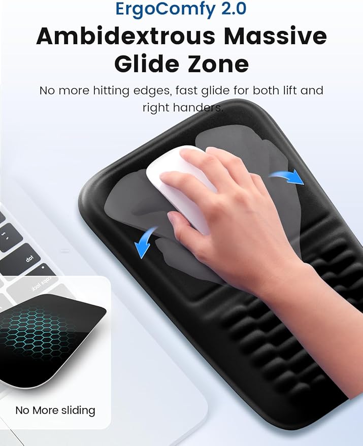 2-in-1 Keyboard & Mouse Wrist Rest Set – Ergonomic Wrist Support, Memory Foam Wrist Cushion with 8° Slope & Massage Nubs, Non-Slip PU Base, Relieves Wrist Strain & Carpal Tunnel from Long Typing