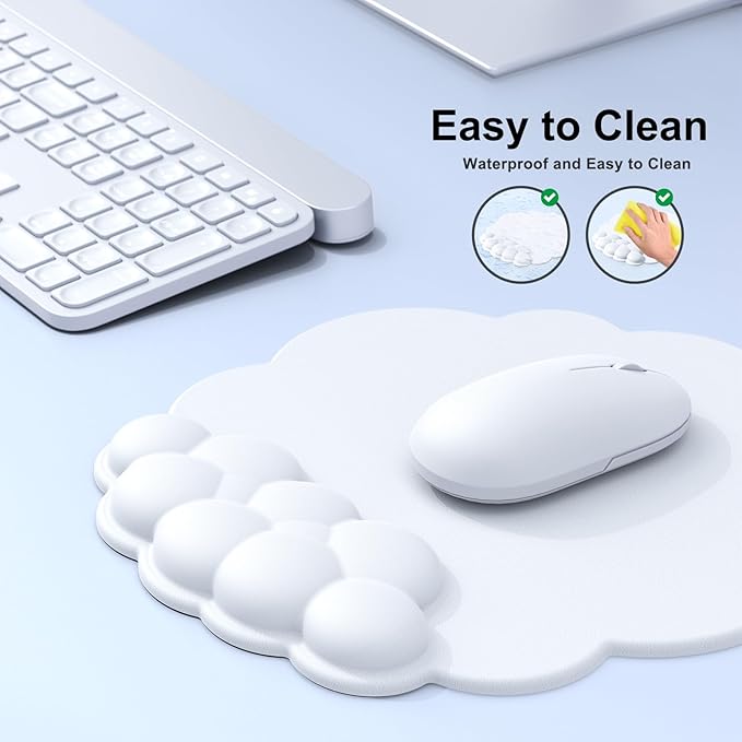 Cloud Mouse Pad with Wrist Rest, Cloud Keyboard Wrist Rest, Mouse Pad Wrist Support, Ergonomic Keyboard Mouse Wrist Support White