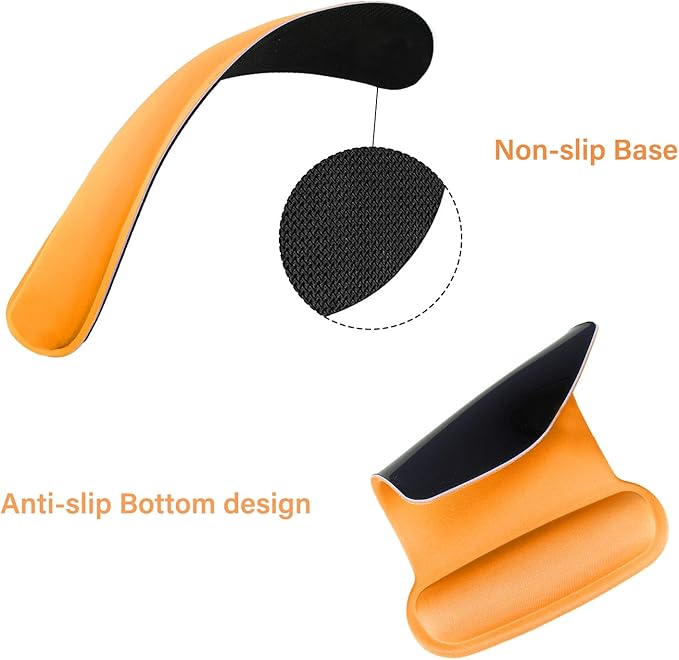 MOSISO Wrist Rest Support for Mouse Pad & Keyboard Set, Ergonomic Mousepad Non-Slip Base Home/Office Easy Typing Cushion with Neoprene Cloth & Raised Memory Foam, Orange