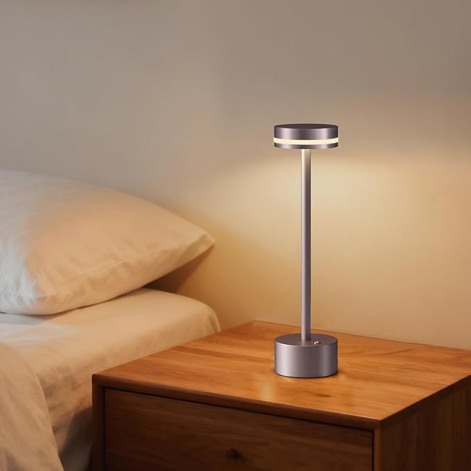Modern Cordless Table Lamp Rechargeable, Aluminum Touch Lamp & 4000mAh Battery Operated, 3000K LED Table Lamps for Home Decor, Dining, Reading, Desk, Bedroom, Gift