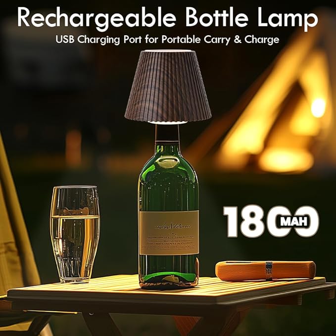 WILIT Wireless Bottle Lamp Shades, 3-Level Brightness Wine Bottle Lights for Liquor Bottles,Cordless Battery Operated Lamp for Living Room, Home Bar Decor, Gifts for Mom Women Men