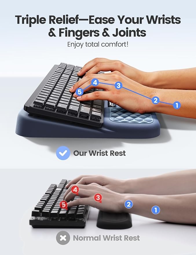 Vaydeer Wrist Rest with Keyboard Stand, Computer Wrist Support Pad, Ergonomic Keyboard Riser Holder Lift Tray with Wrist Pad, Soft Memory Foam Desk Cushion, Palm Hand Typing for Office Home Gift-Pink