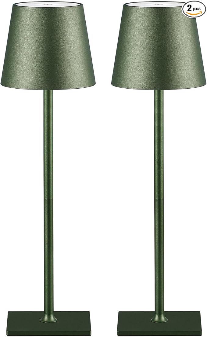 2 Pack Cordless Table Lamps, 3 Colors Stepless Dimming, 5000mAh Rechargeable Battery LED Desk Lamp for Bedroom/Couple Dinner/Desk/Cafe/Dining Room/Terrace