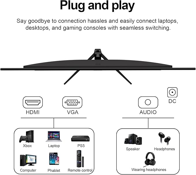 27 Inch Computer Monitor, 100Hz FHD 1080P, Fast-IPS Panel FreeSync Support, 100% sRGB, Eye Care, Frameless 3-Side Borderless Design, HDMI & VGA Ports 100x100mm VESA Mountable (R27 Core)