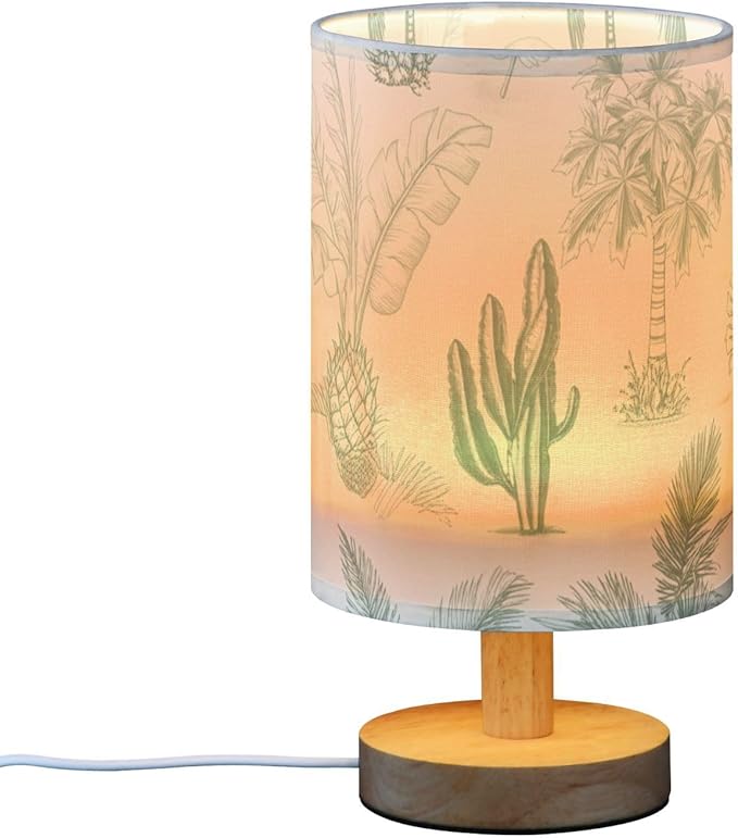 Tree LED Table Lamp, Bedside Lamp with Linen Lampshade, Flicker-Free Eye Care USB Plug in Nightstand Lamp, for Bedroom and Office