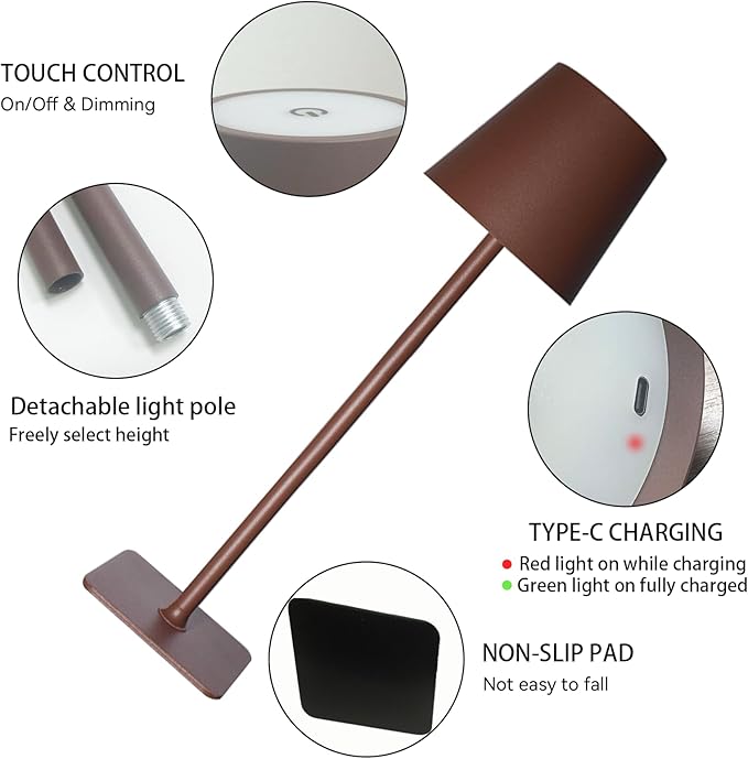 2 Pack Minimalistic Cordless Table Lamps - 2000mAh Rechargeable, Touch Control, 3 Colors Stepless Dimming LED Bottle Lamp Kit for Home & Camping