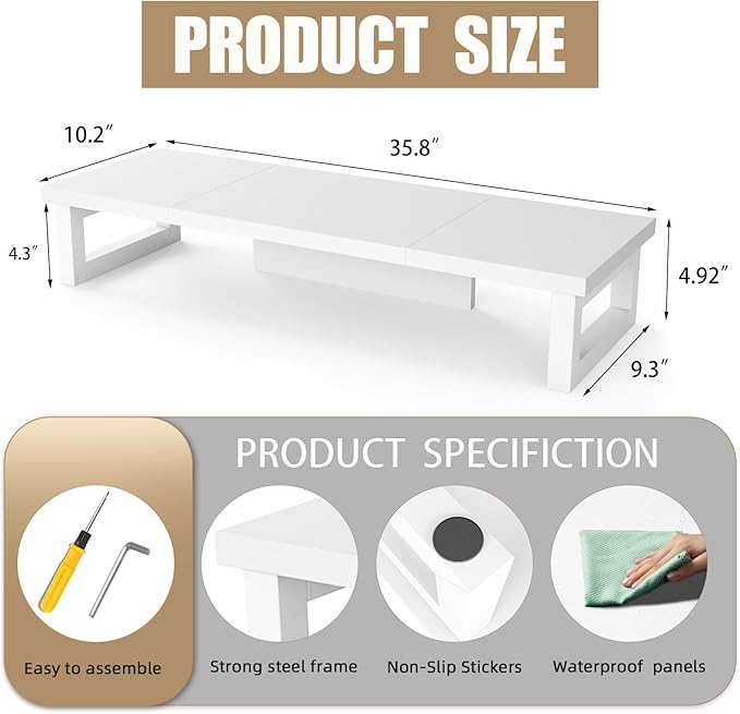 WESTREE Dual Monitor Stand Riser – Wood and Steel