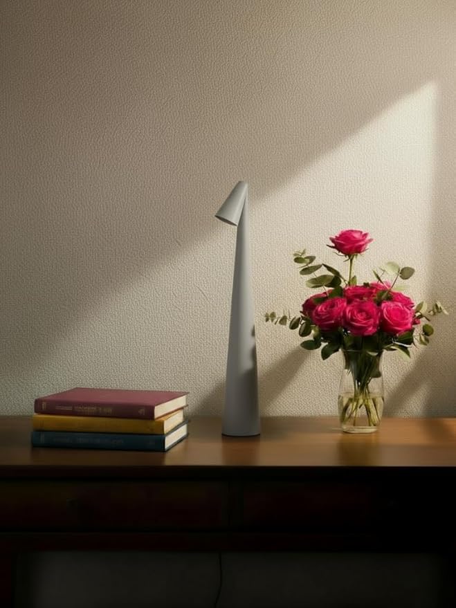 LED Desk Lamp with Touch Control, 3 Color Modes, Portable, Cordless, USB-C Rechargeable, Modern Table Light for Office, Bedroom, Portable, with Multiple Finishes (Gray, Small)