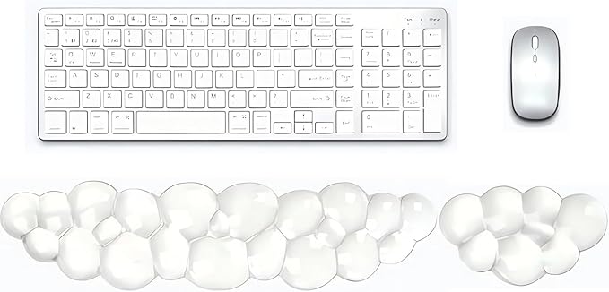 Gel Cloud Wrist Rest for Keyboard and Mouse, Clear Cloud Keyboard Wrist Rest Set, Ergonomic Cloud Wrist Support for Typing, Cute Wrist Pad for Office, Gaming, Computer, Laptop