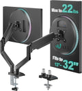 WALI Dual Monitor Stand for 13-32 inch Computer Screens, Dual Monitor Arms for 2 Monitors Holds up to 22 lbs, Height Adjustable Gas Spring Dual Monitors Mount, VESA 75x75/100x100mm (GSMP002N), Black