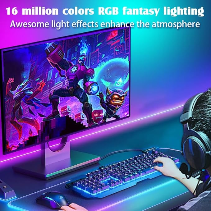 Monitor LED Backlights, LED Strip Light Sync with Screen Color/Music, Computer Light Bar Behind Screen, for PC/Mac, LEDs for Desk Gaming, USB Interface,Software Control (34 inch)