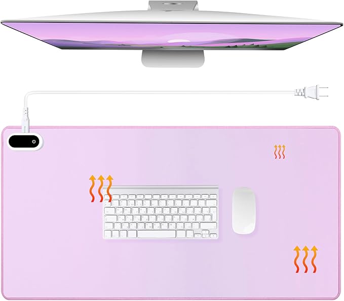 Konohan Heated Desk Pad Warm Mouse Pad, 5 Heating Level & 4 Hour Auto Shut-Off, PU Leather Warm Mouse Mat Heating Keyboard Gaming Mice Warmer Mat Only Supports 110v(Purple Color,23.6"x 14.2")