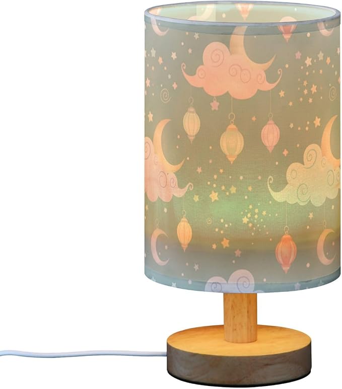 Sky Cloud LED Table Lamp, Bedside Lamp with Linen Lampshade, Flicker-Free Eye Care USB Plug in Nightstand Lamp, for Bedroom and Office